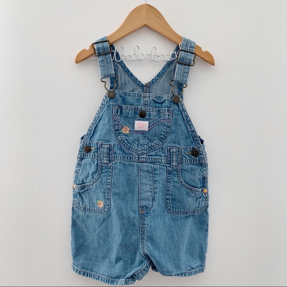 VTG OSHKOSH B’GOSH Denim Floral Overall Shorts EUC